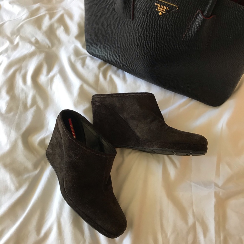 Prada suede wedge mule 37.5